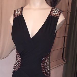 Rhinestone Encrusted Black Dress